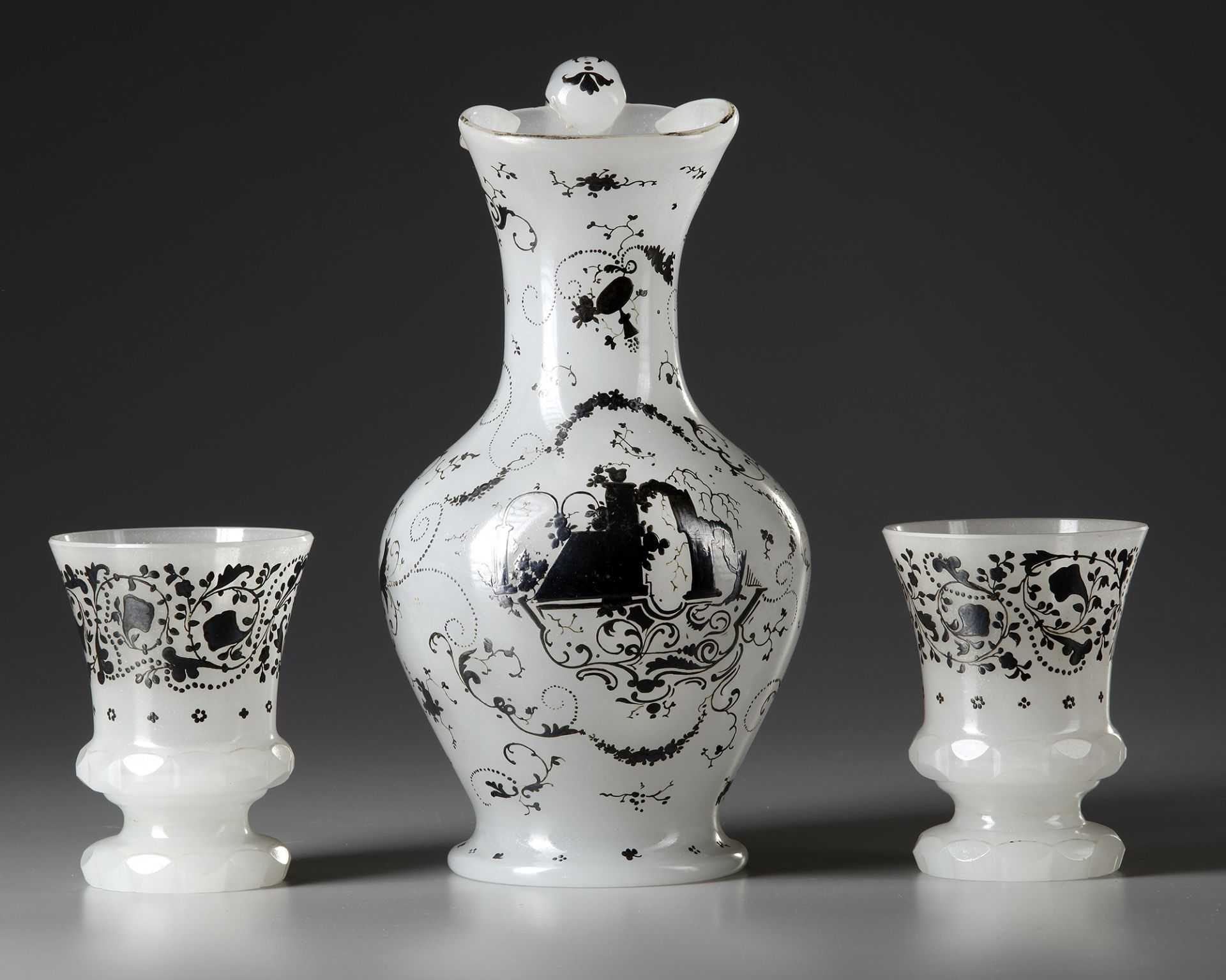A WHITE OPALINE SET, FRANCE, LATE 19TH CENTURY - Image 2 of 3