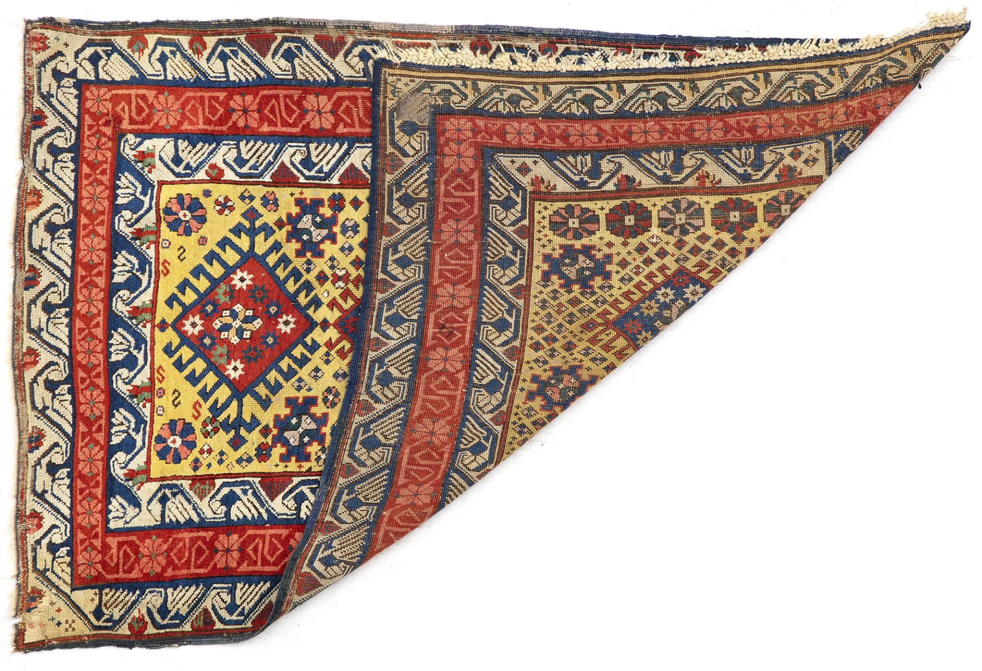 A RARE CAUCASIAN YELLOW GROUND KUBA RUG, MID 19TH CENTURY - Image 2 of 2