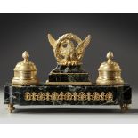 A FRENCH 'EMPIRE STYLE' INKWELL SET, LATE 19TH CENTURY