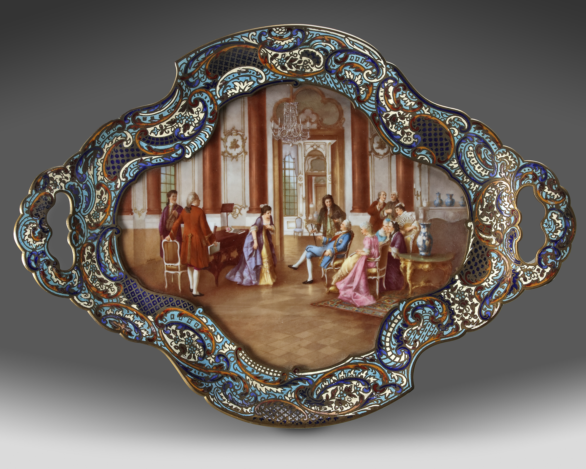 A FRENCH GILT ENAMEL CHAMPLEVÉ DRESSER STAND, 19TH CENTURY