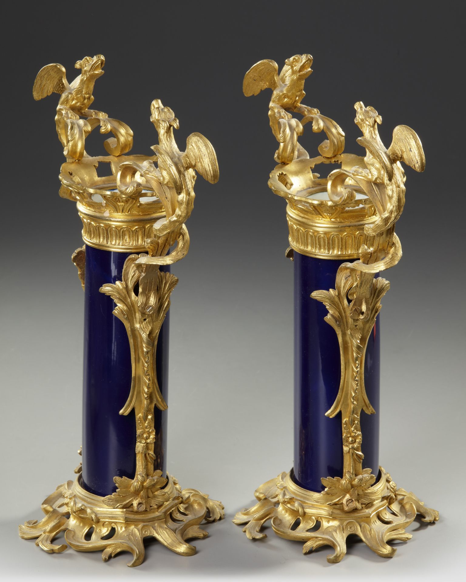 A PAIR OF FRENCH BLUE PORCELAIN VASES, 19TH CENTURY - Image 3 of 3