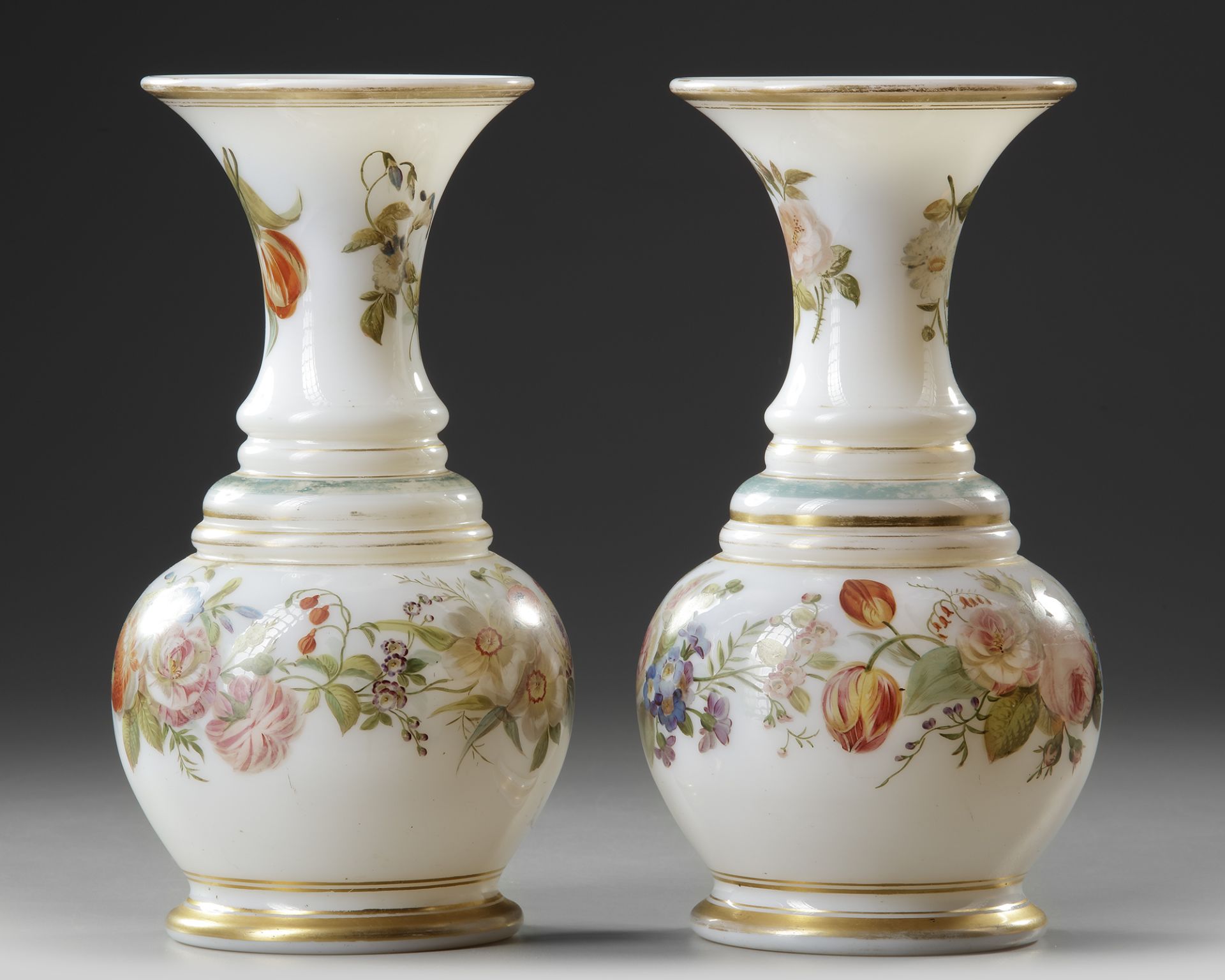 A PAIR OF FRENCH OPALINE VASES, 19TH CENTURY - Image 2 of 3