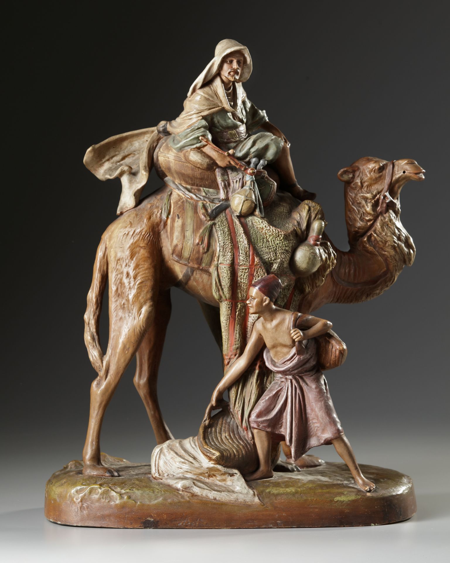 AN ORIENTALIST TERRACOTTA GROUP, LATE 19TH CENTURY