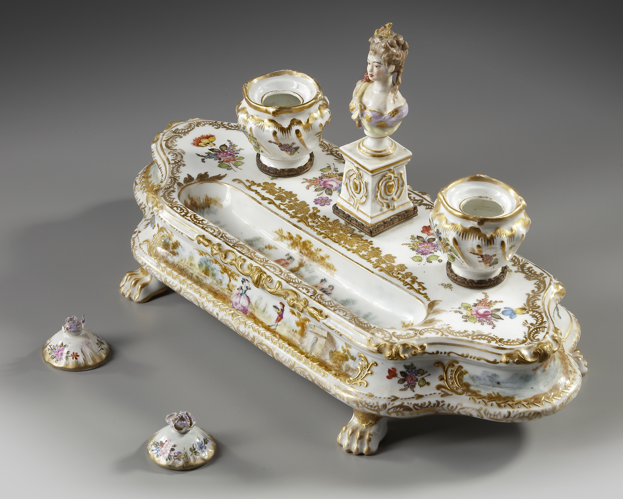 A GERMAN INKWELL SET, LATE 19TH CENTURY - Image 2 of 4