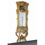 A FRENCH TRUMEAU MIRROR AND CONSOLE, LATE 19TH CENTURY