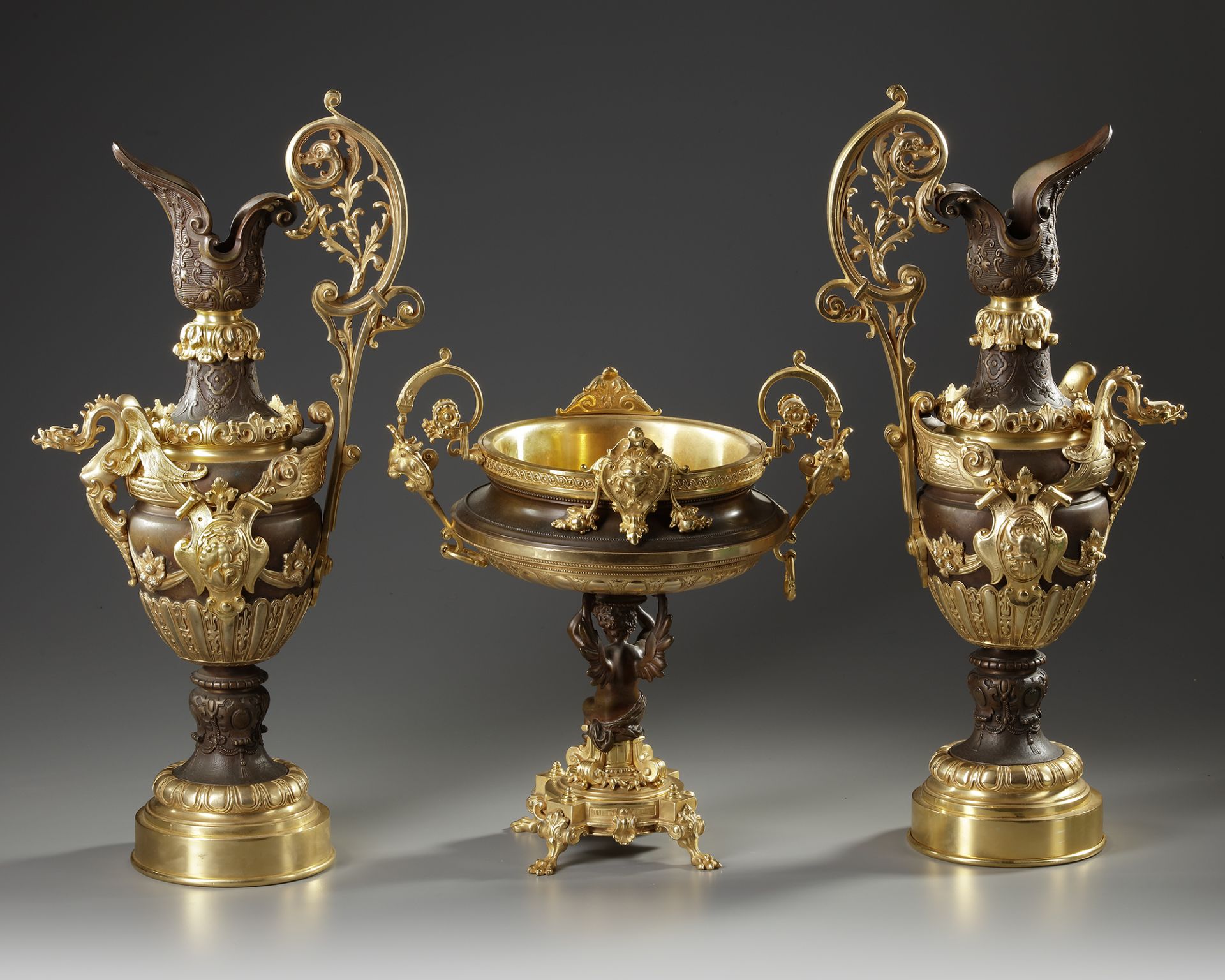 A GILDED BRONZE SET, FRANCE, 19TH CENTURY - Image 3 of 3