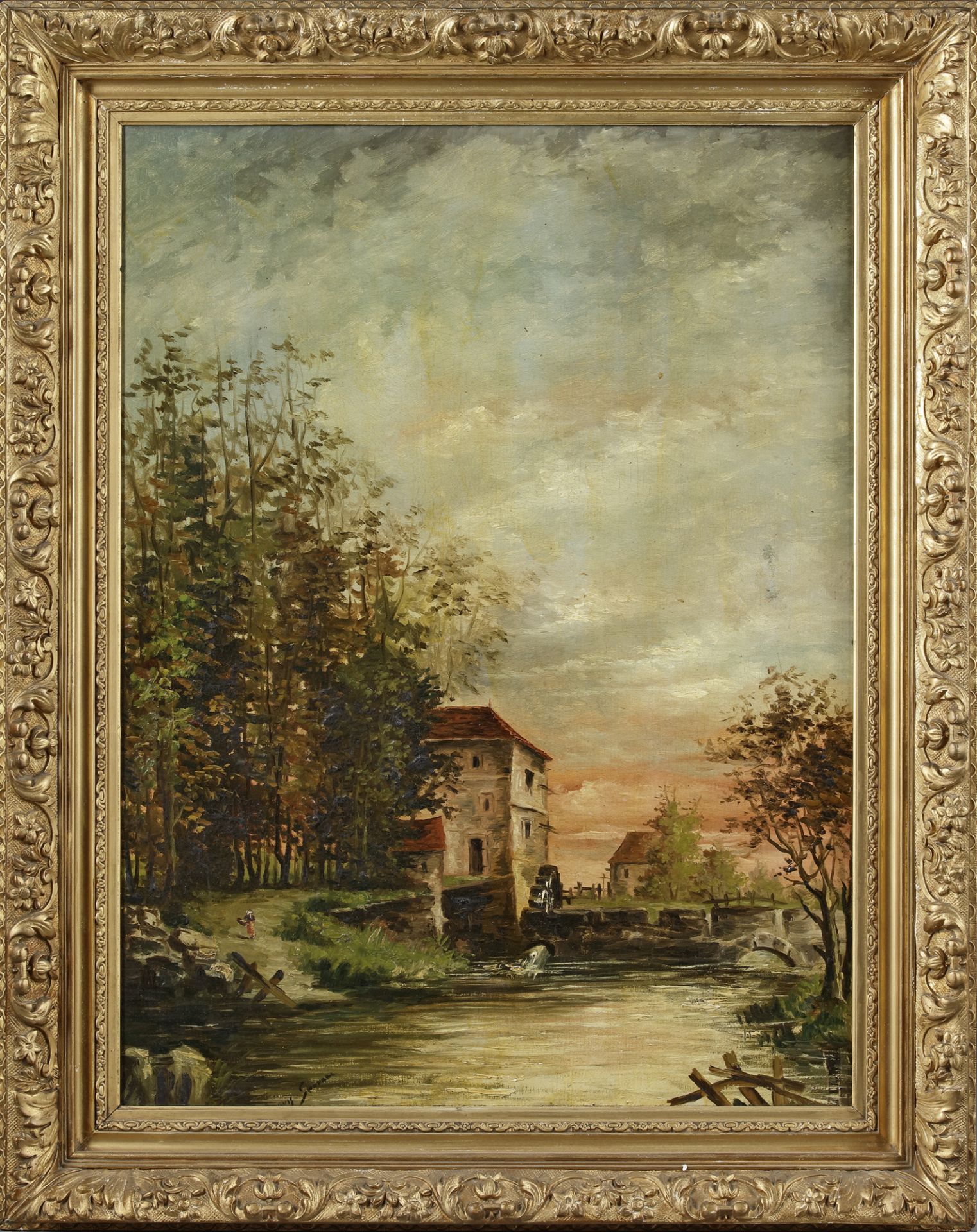 A PAIR OF FRENCH OIL PAINTINGS, LATE 19TH CENTURY - Image 2 of 3