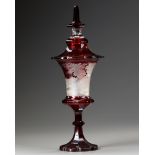 A BOHEMIAN RED GLASS GOBLET, LATE 19TH CENTURY