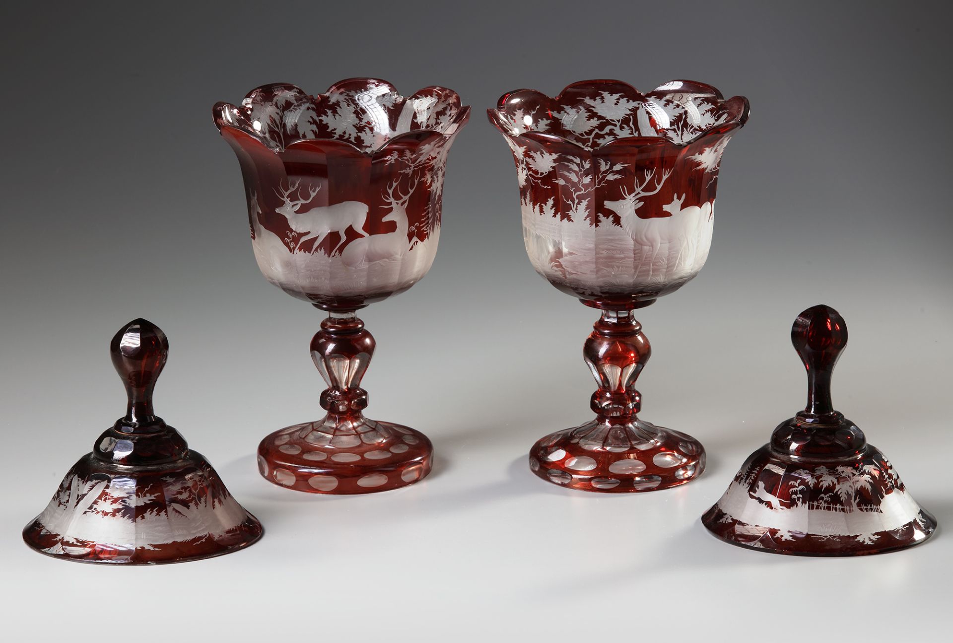 A PAIR OF BOHEMIAN GLASS VASES, LATE 19TH CENTURY - Image 2 of 3