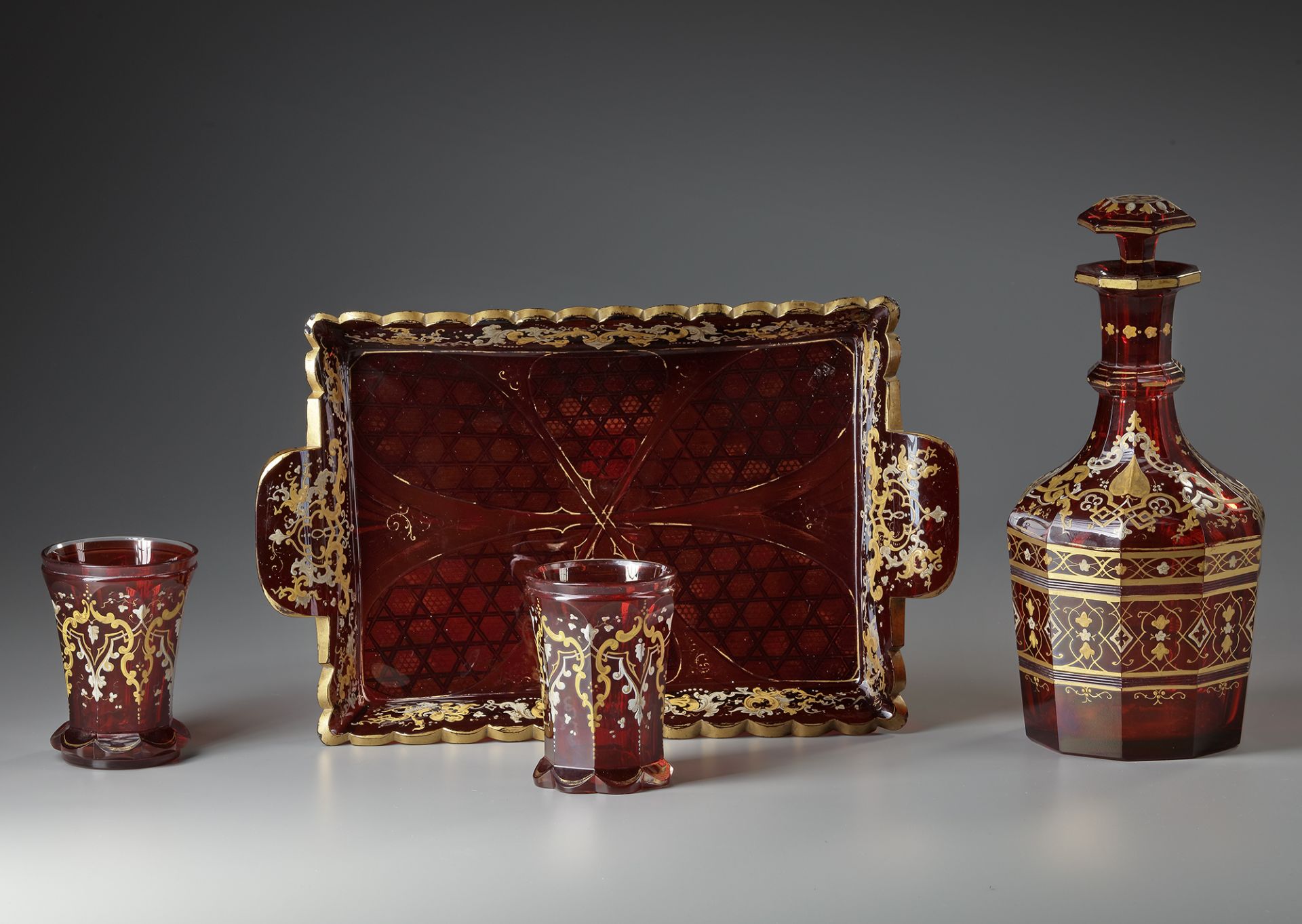 A BOHEMIAN RED CRYSTAL SET, LATE 19TH CENTURY - Image 2 of 4