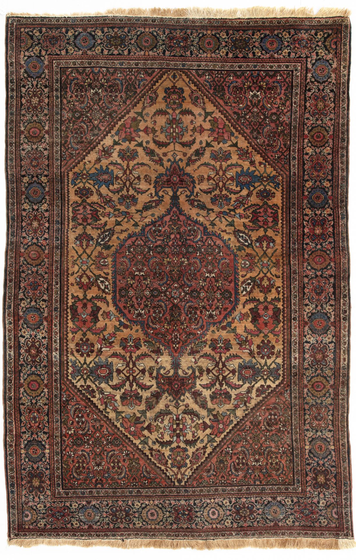 A YELLOW BACKROUND SAROUK FERAHAN RUG, LATE 19TH CENTURY