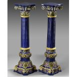 A PAIR OF BLUE COLUMNS, LATE 19TH CENTURY