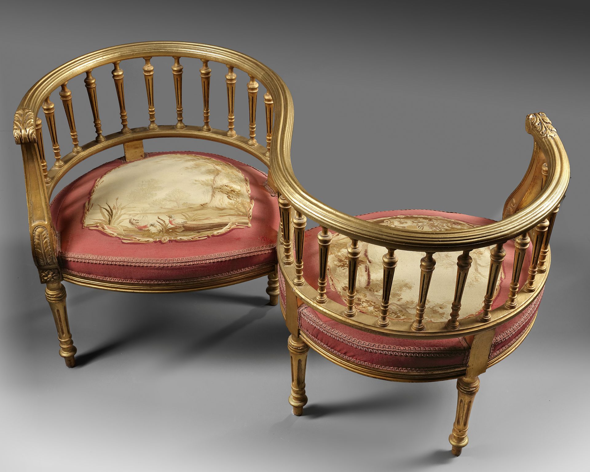 A PAIR OF CONNECTED 'HORSESHOE' CHAIRS, LATE 19TH CENTURY - Image 3 of 3