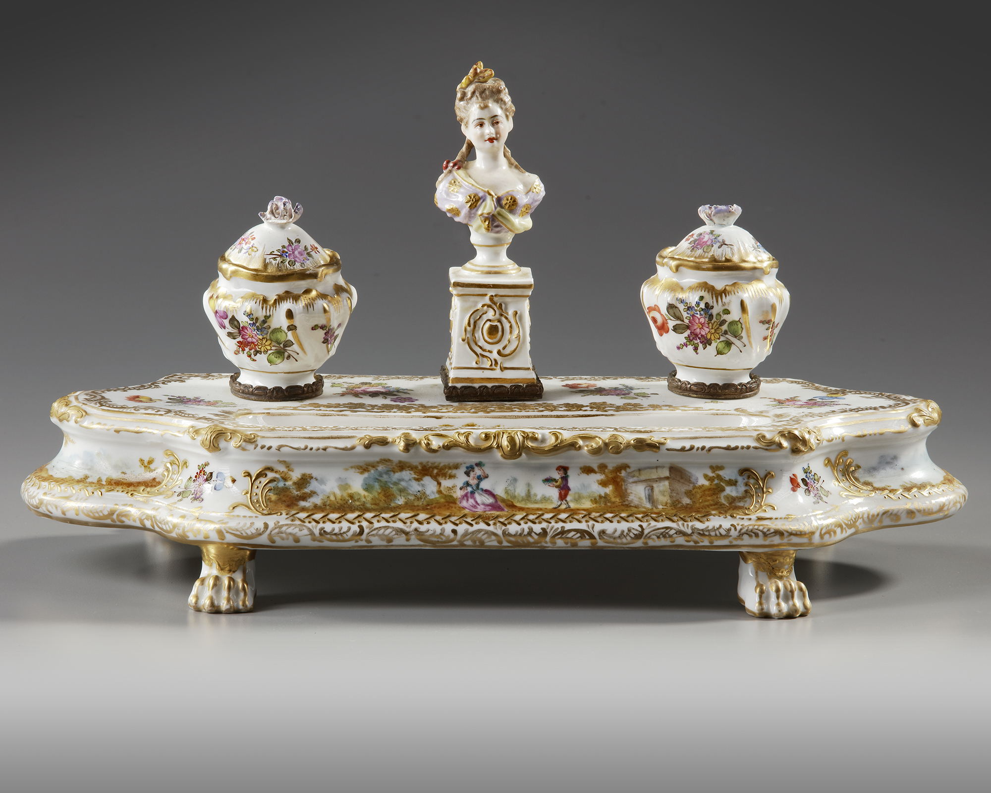 A GERMAN INKWELL SET, LATE 19TH CENTURY - Image 4 of 4
