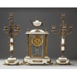 A FRENCH CLOCK SET, LATE 19TH CENTURY