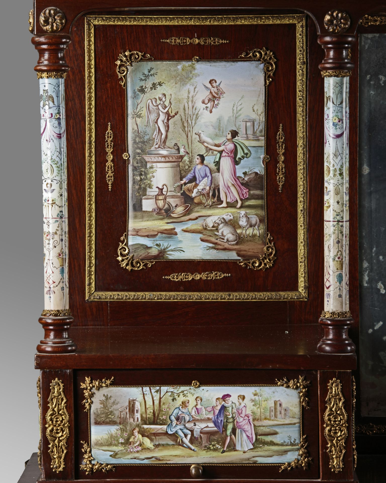 A FRENCH SECRETARY DESK WITH ENAMEL PLAQUES, LATE 19TH CENTURY - Image 4 of 6