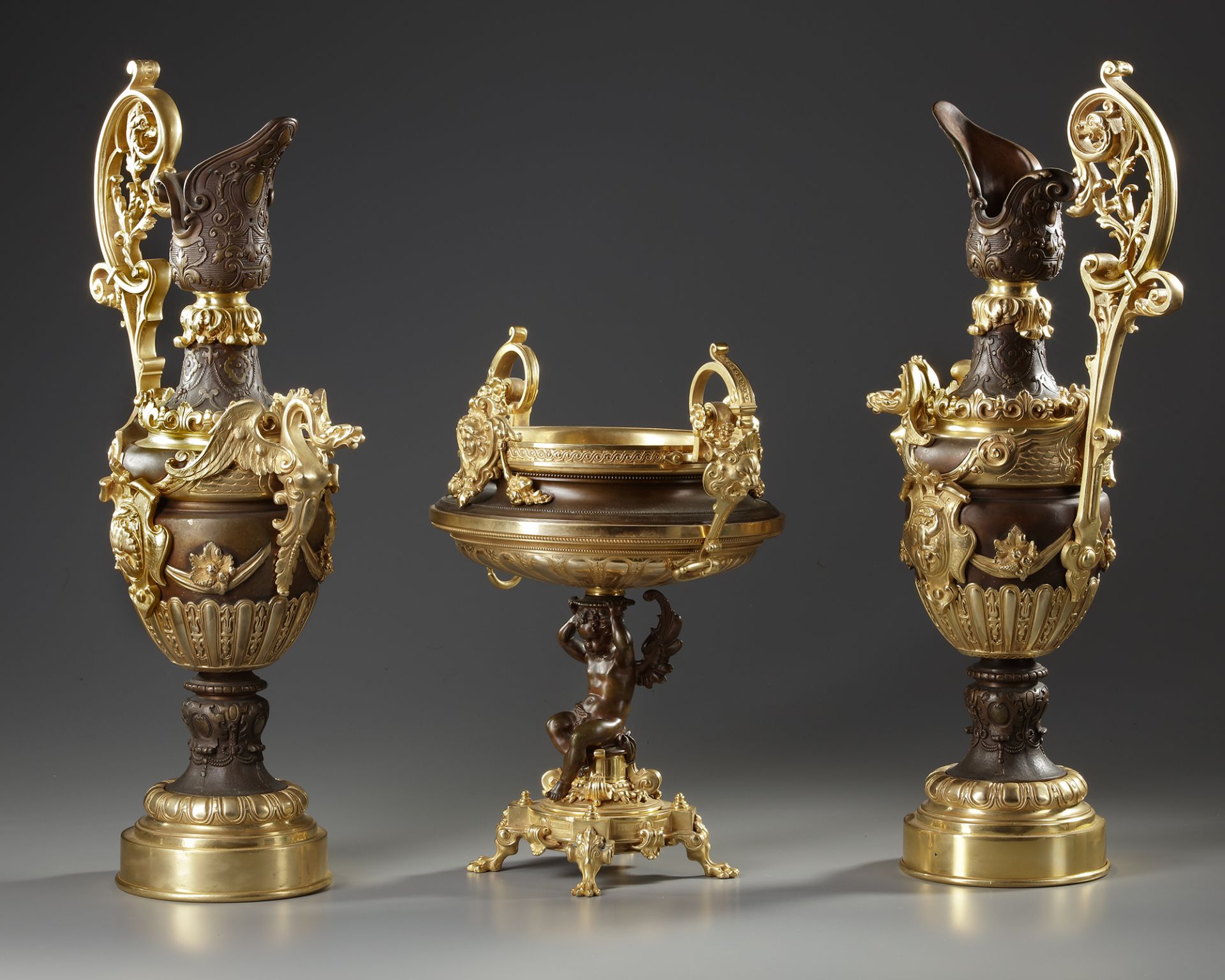 A GILDED BRONZE SET, FRANCE, 19TH CENTURY - Image 2 of 3