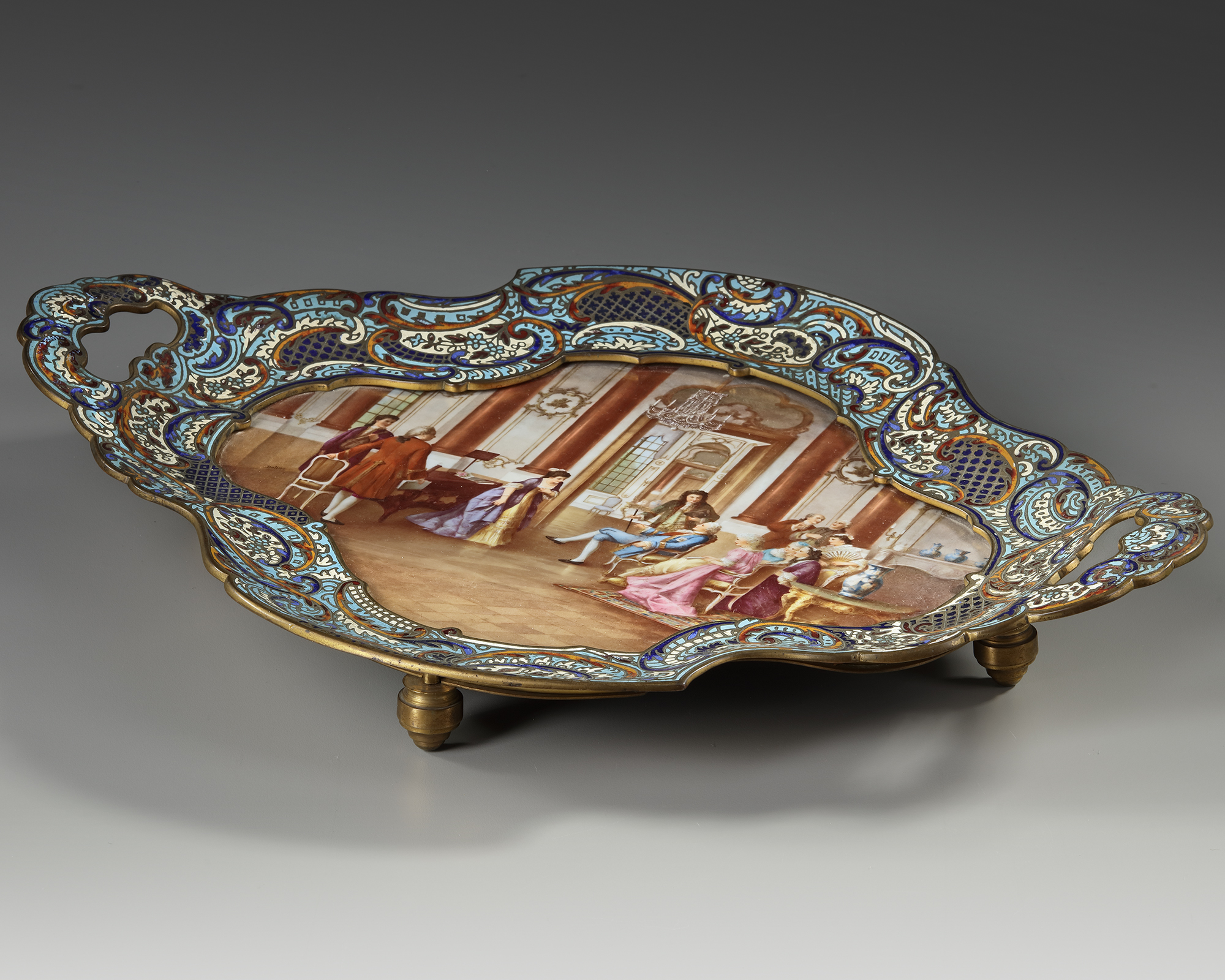 A FRENCH GILT ENAMEL CHAMPLEVÉ DRESSER STAND, 19TH CENTURY - Image 2 of 3