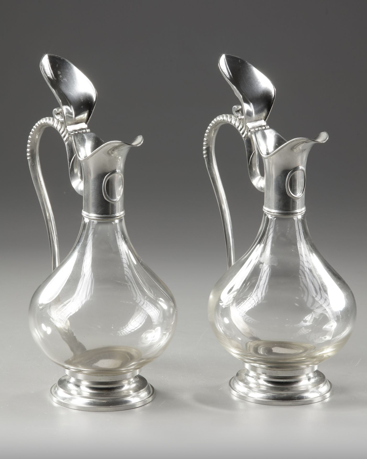 A PAIR OF CRYSTAL AND SILVER METAL EWERS, LATE 19TH CENTURY - Image 3 of 3