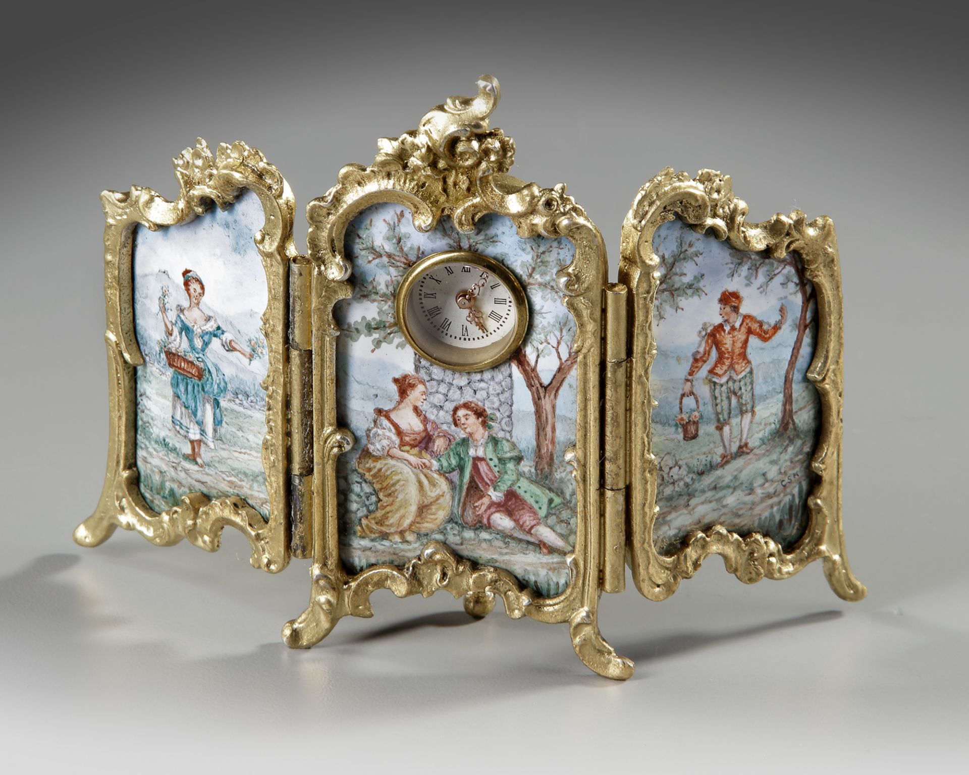 AN AUSTRIAN MINIATURE SCREEN CLOCK, 19TH CENTURY - Image 2 of 3