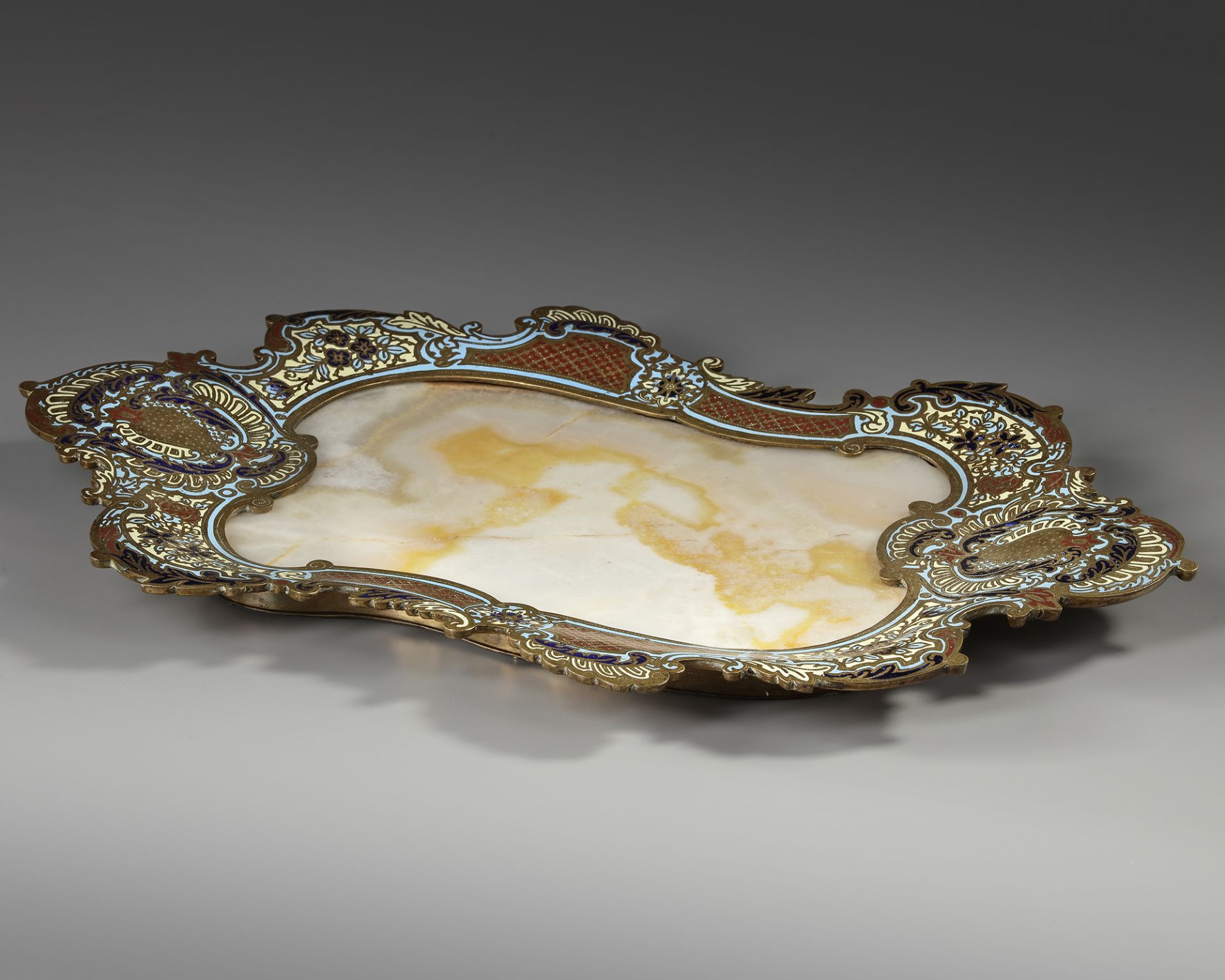 A FRENCH ORMOLU AND CHAMPLEVÉ ENAMEL MOUNTED MARBLE DRESSER STAND, 19TH CENTURY - Image 2 of 3