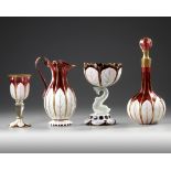 A SET OF BOHEMIAN CRYSTAL OVERLAY, LATE 19TH CENTURY