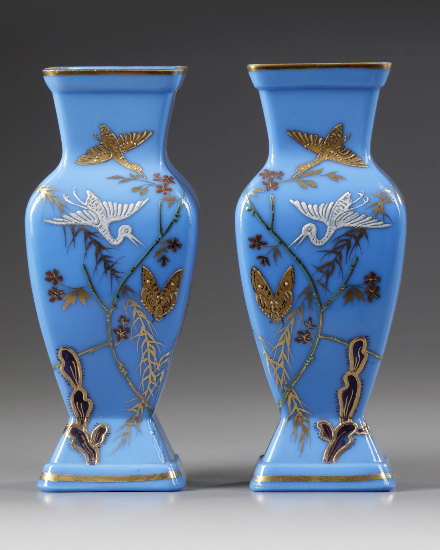 A PAIR OF OPALINE GLASS VASES, LATE 19TH CENTURY