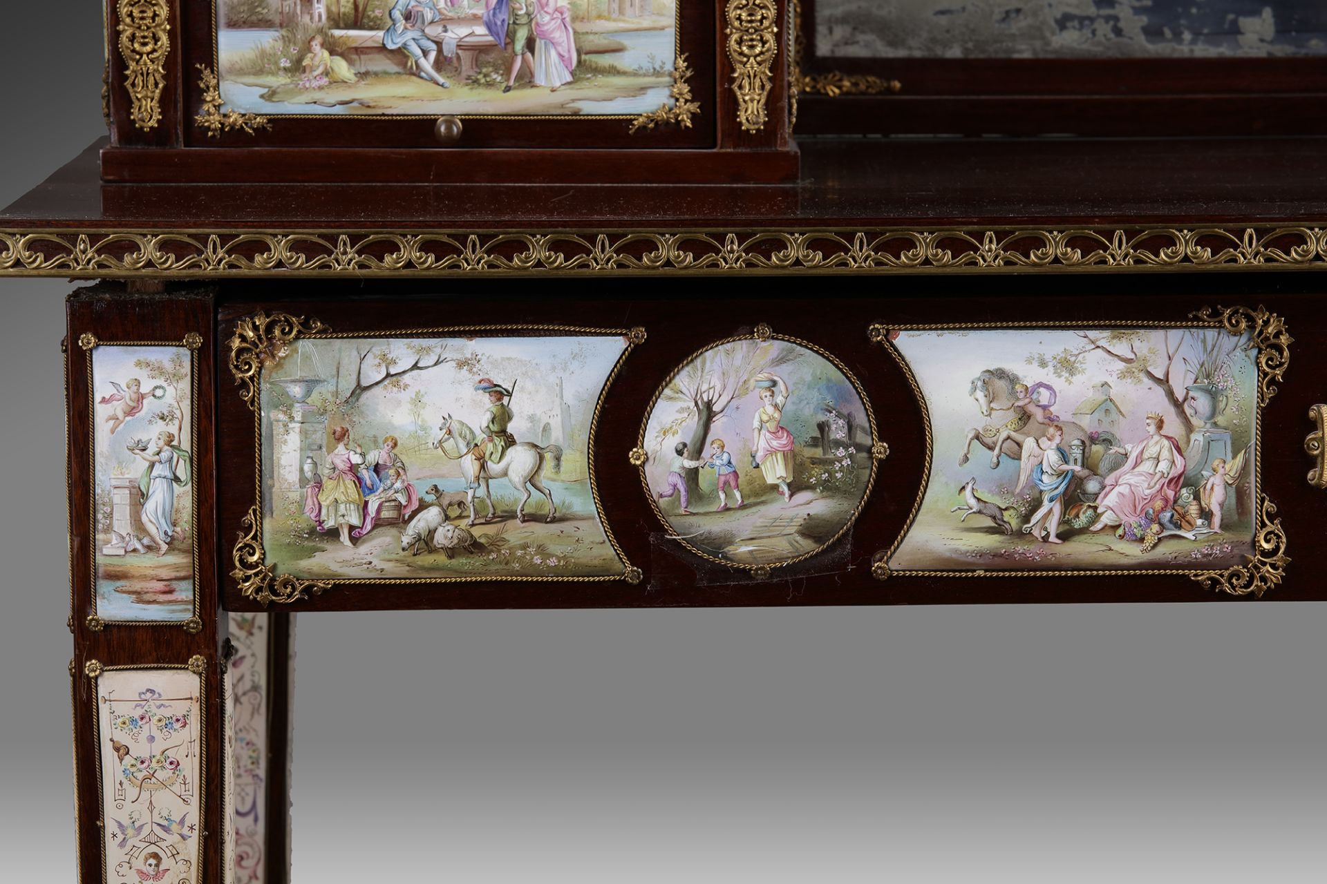A FRENCH SECRETARY DESK WITH ENAMEL PLAQUES, LATE 19TH CENTURY - Image 5 of 6