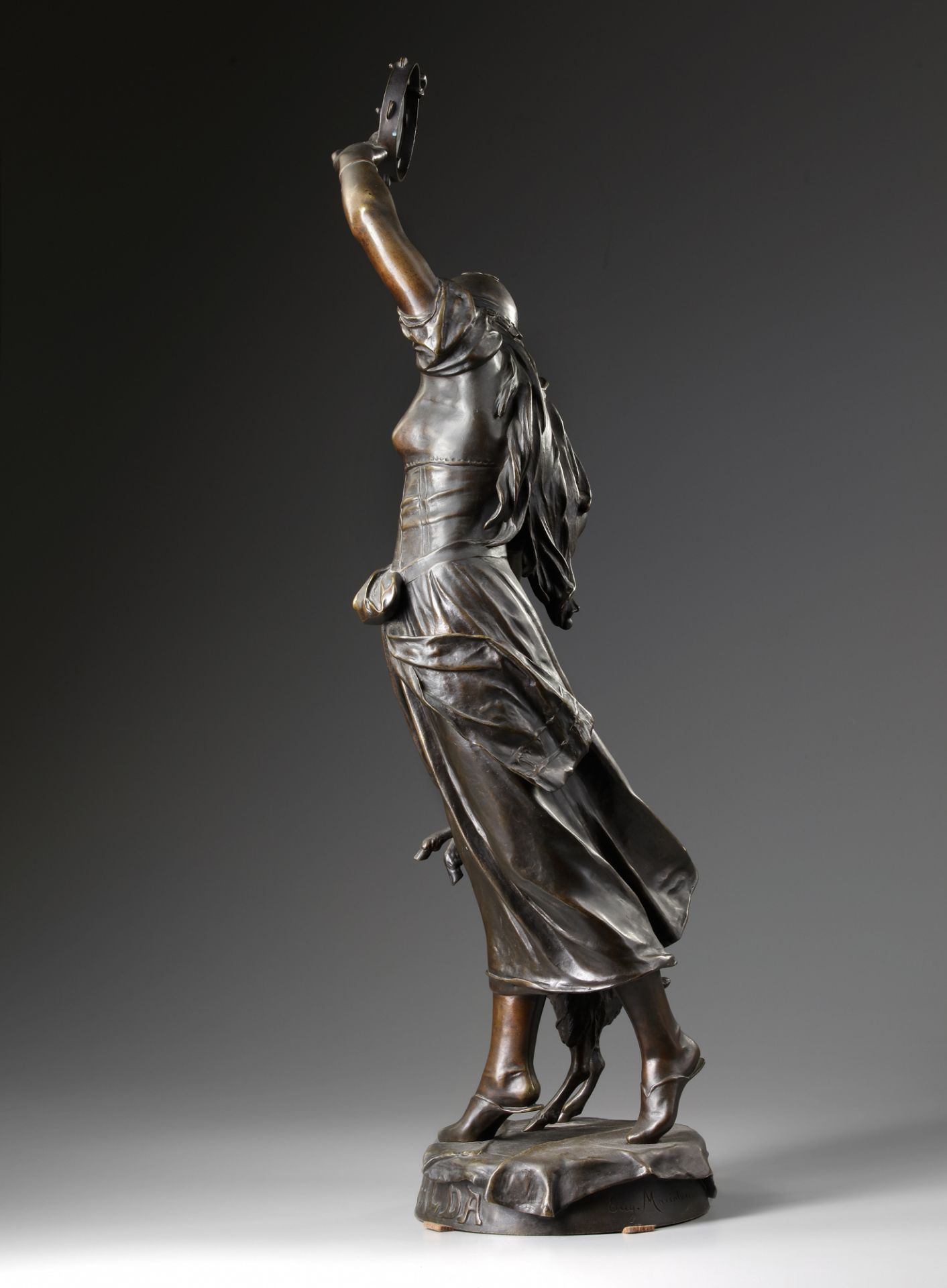 A LARGE BRONZE STATUE, 'ESMERALDA', BY EUGENE MARIOTON (1854-1933) - Image 3 of 6