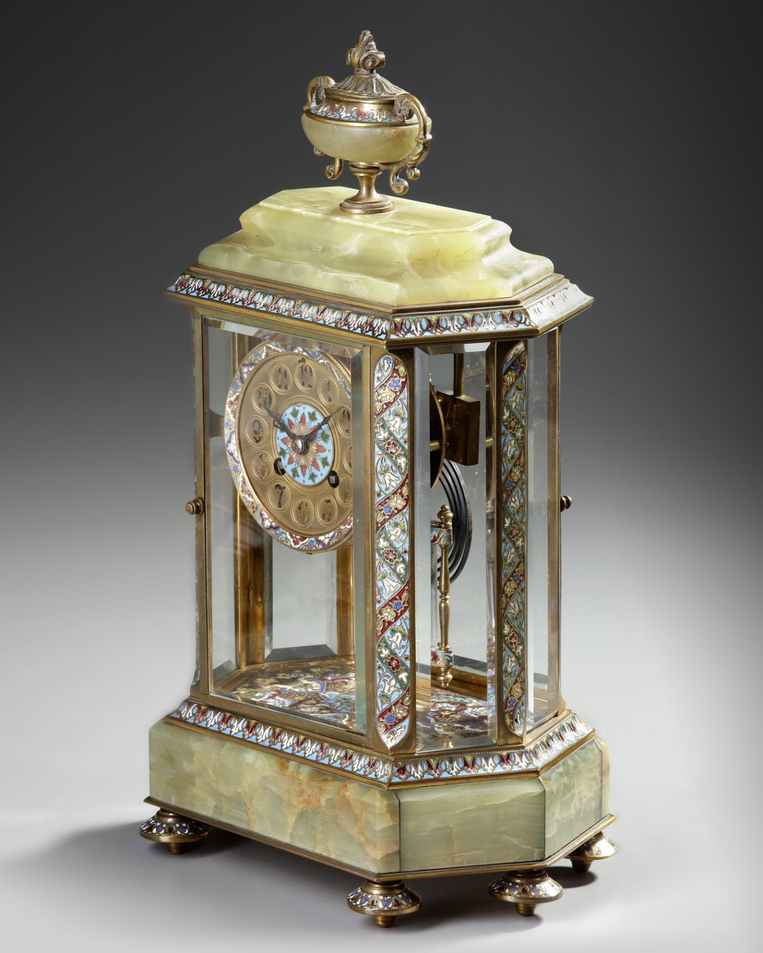A FRENCH BRONZE AND CHAMPLEVÉ ENAMEL MANTEL CLOCK, 19TH CENTURY - Image 2 of 3