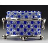 A BLUE CRYSTAL BOX, 20TH CENTURY