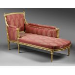 A FRENCH LOUNGE CHAIR, LOUIS XVI STYLE, LATE 19TH CENTURY