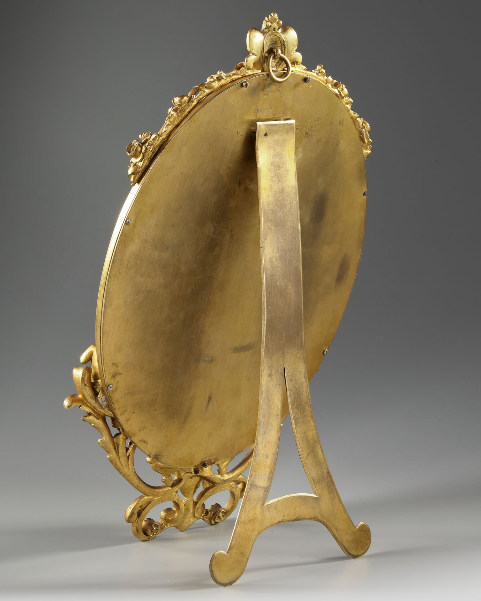 FRENCH CHAMPLEVÉ ENAMELED GILT BRONZE MIRROR, ATTRIBUTED TO A.GIROUX, 19TH CENTURY - Image 2 of 2