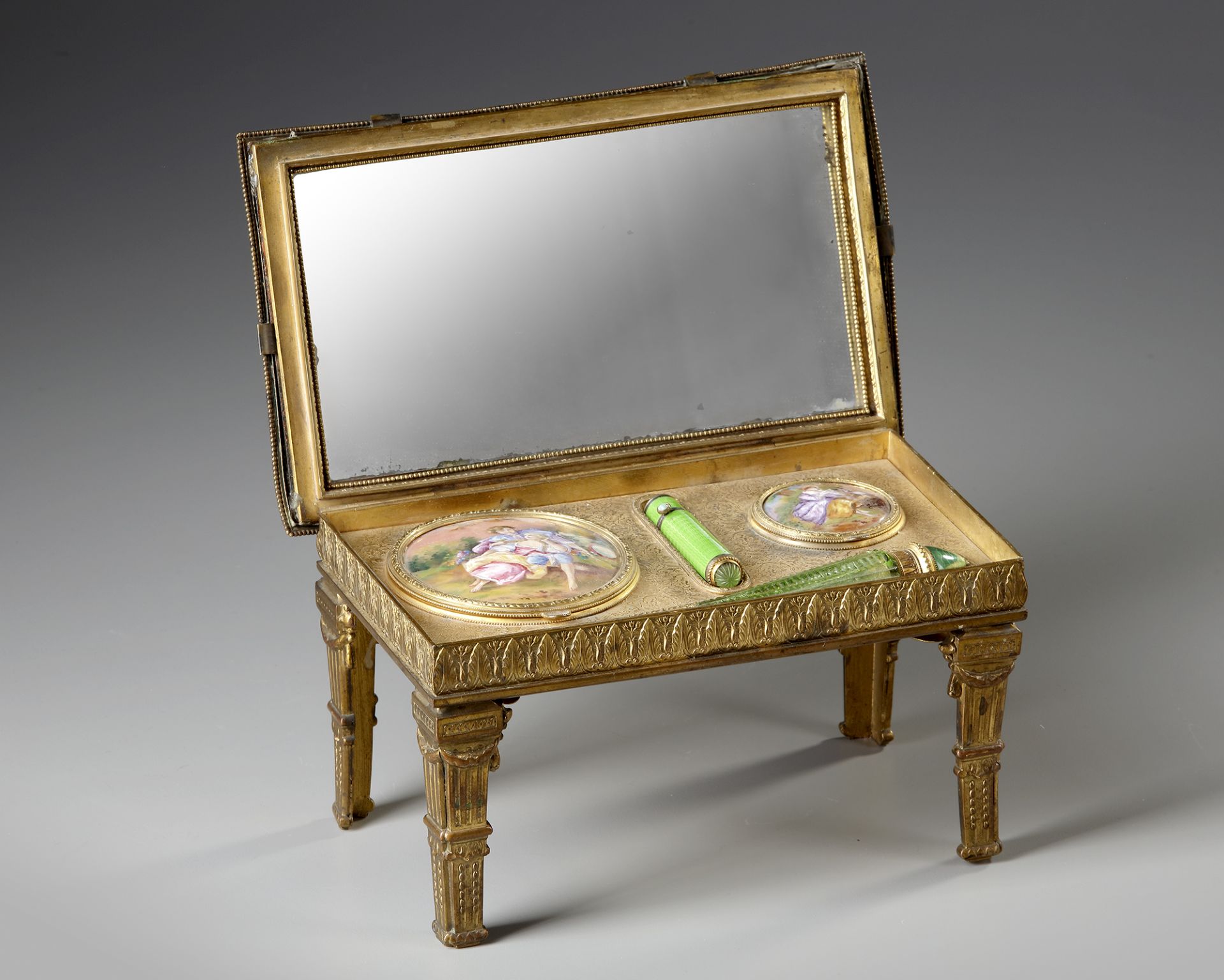 AN AUSTRIAN ENAMEL MINIATURE TABLE WITH PERFUME VIAL, LATE 19TH CENTURY - Image 2 of 5