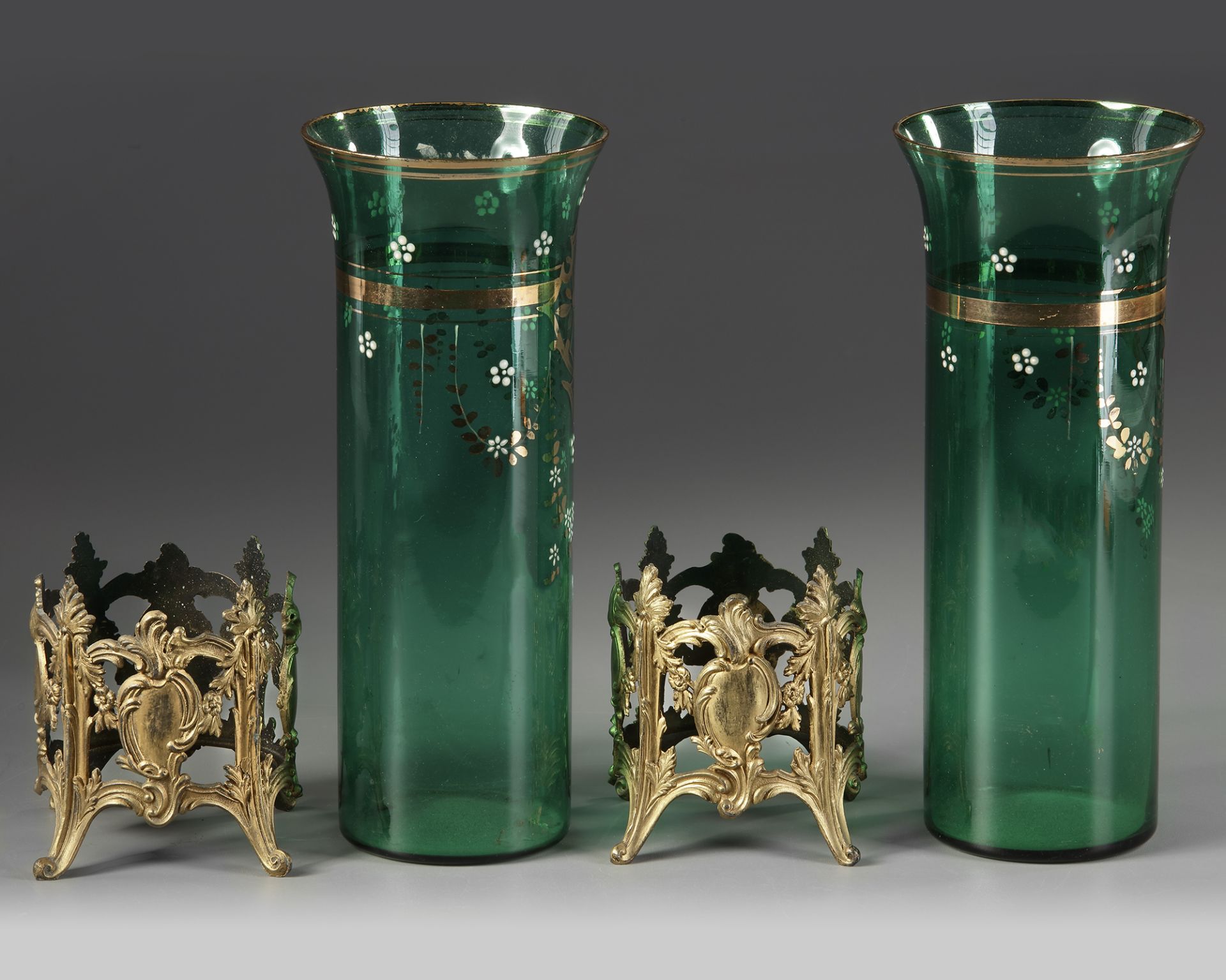 A PAIR OF GREEN GLASS VASES, LATE 19TH CENTURY - Image 3 of 3