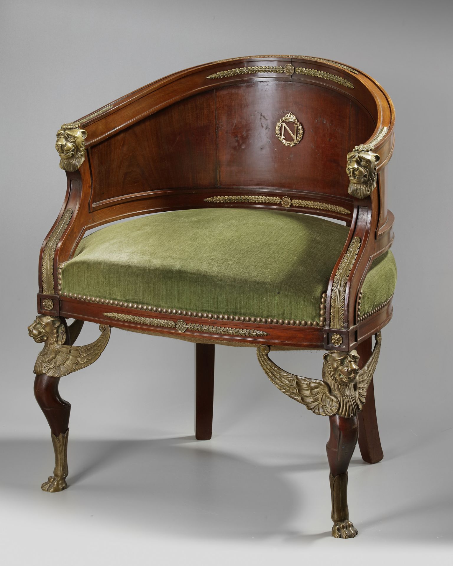 A FRENCH MAHOGANY ARMCHAIR, 19TH CENTURY - Image 3 of 4