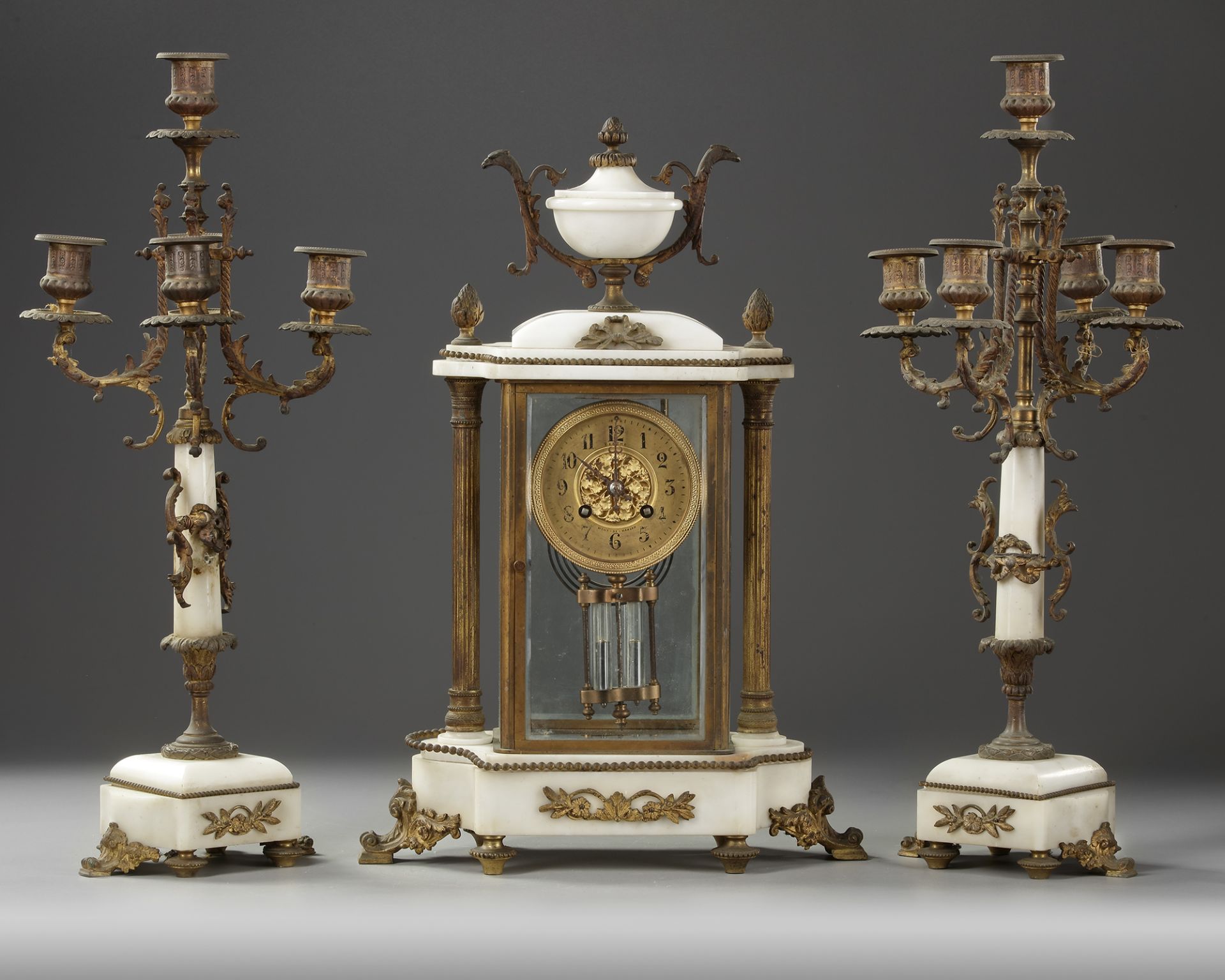 A FRENCH CLOCK SET, LATE 19TH CENTURY - Image 2 of 5