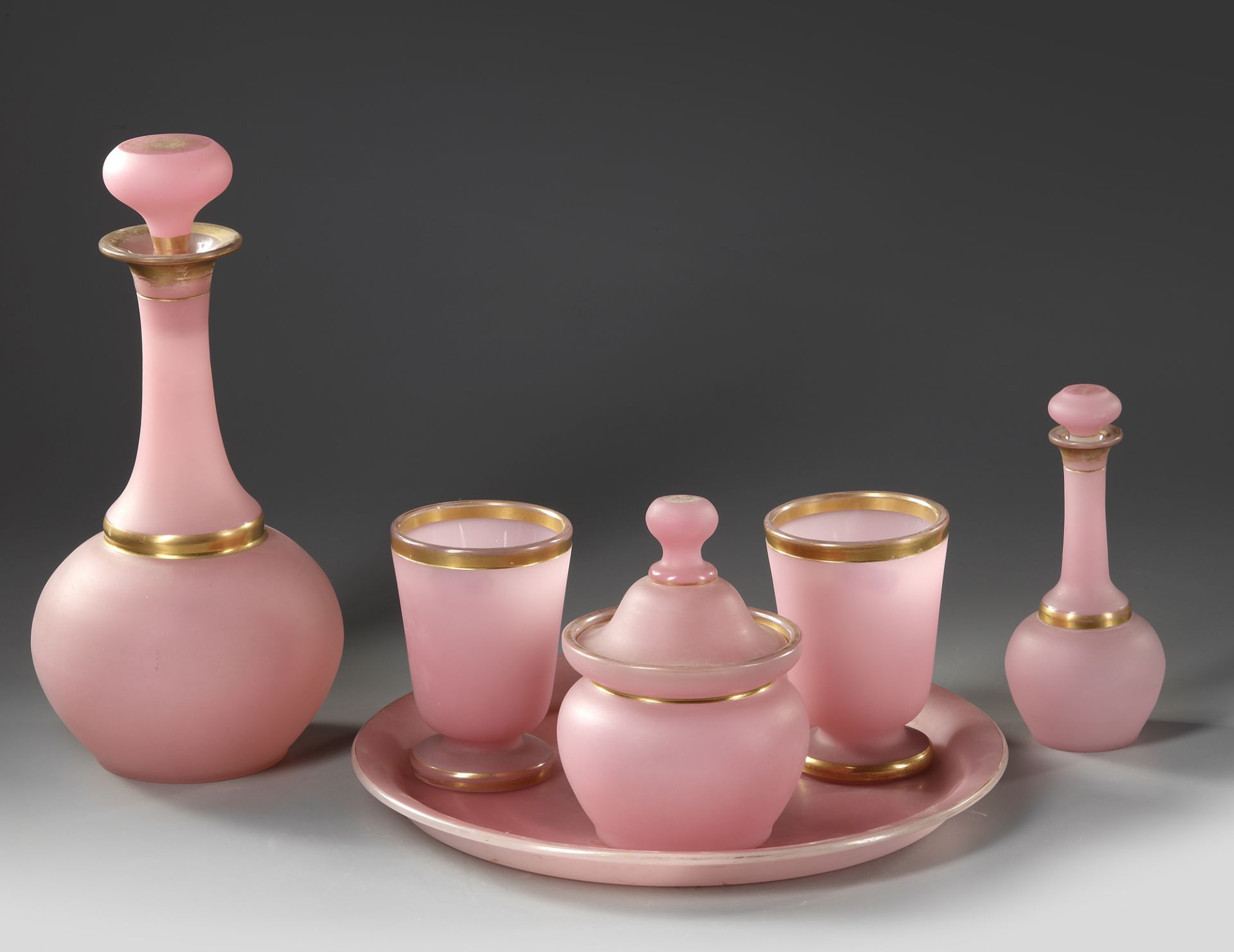 A FRENCH PINK OPALINE SERVICE SET,19TH CENTURY - Image 2 of 3