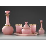 A FRENCH PINK OPALINE SERVICE SET,19TH CENTURY