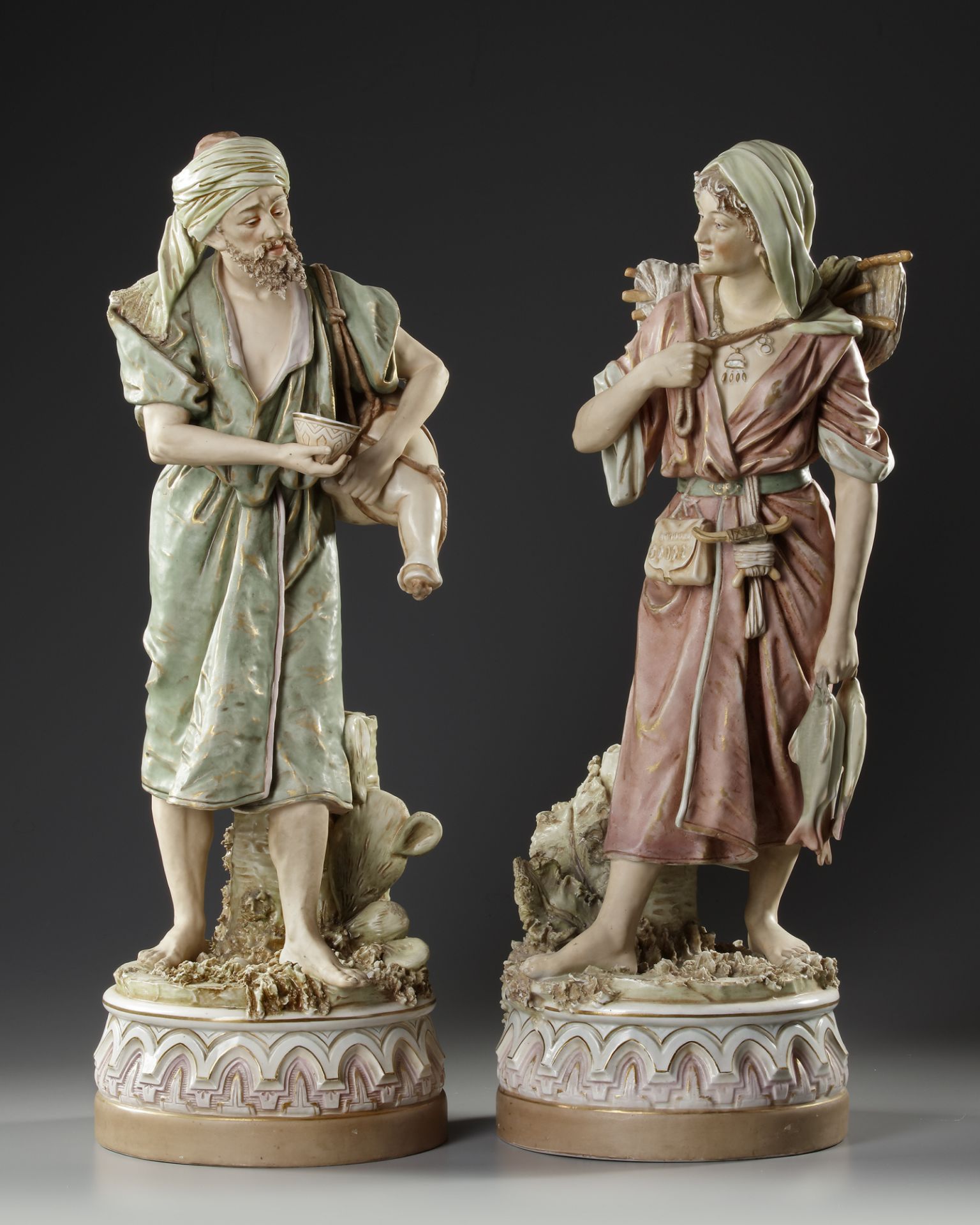 A PAIR OF ROYAL DUX FIGURINES, LATE 19TH CENTURY