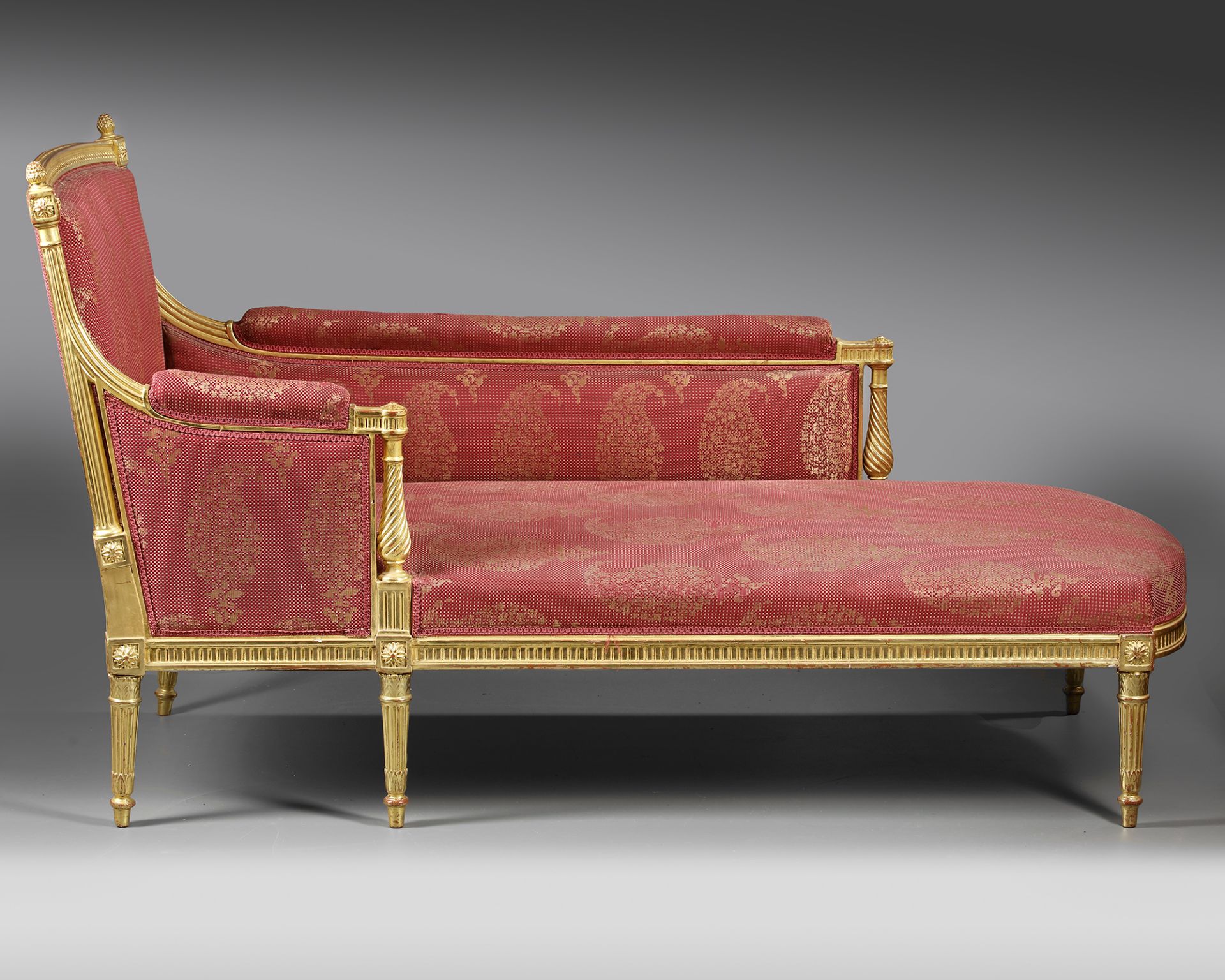 A FRENCH LOUNGE CHAIR, LOUIS XVI STYLE, LATE 19TH CENTURY - Image 2 of 4