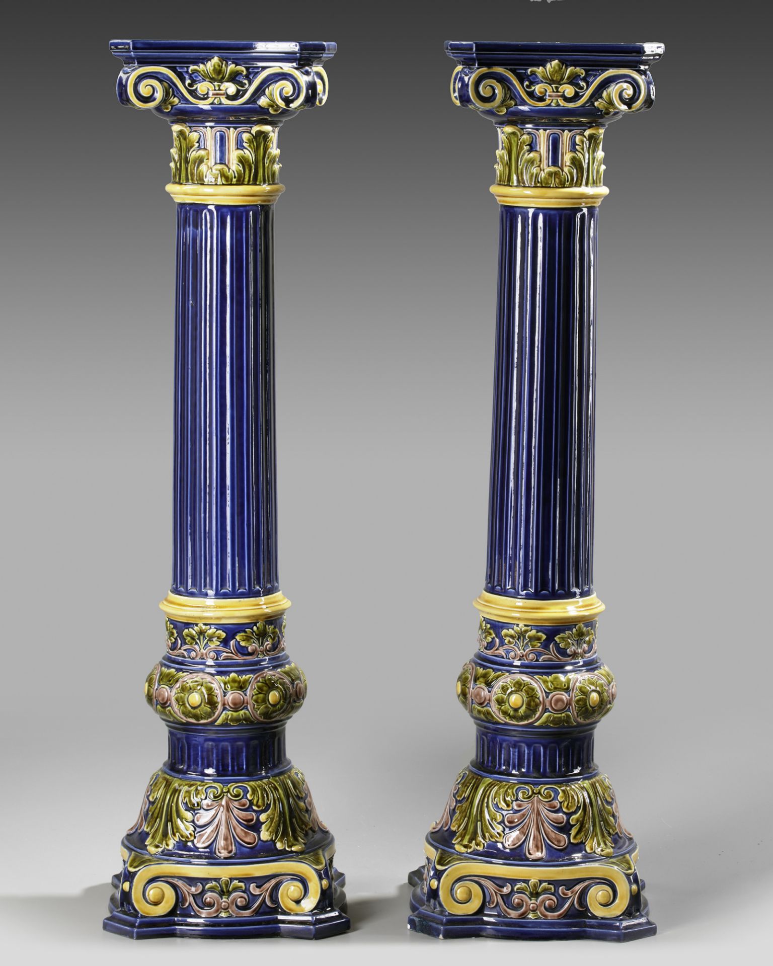 A PAIR OF BLUE COLUMNS, LATE 19TH CENTURY - Image 2 of 3