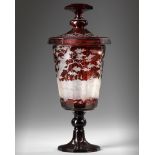 A BOHEMIAN RED GLASS GOBLET, LATE 19TH CENTURY