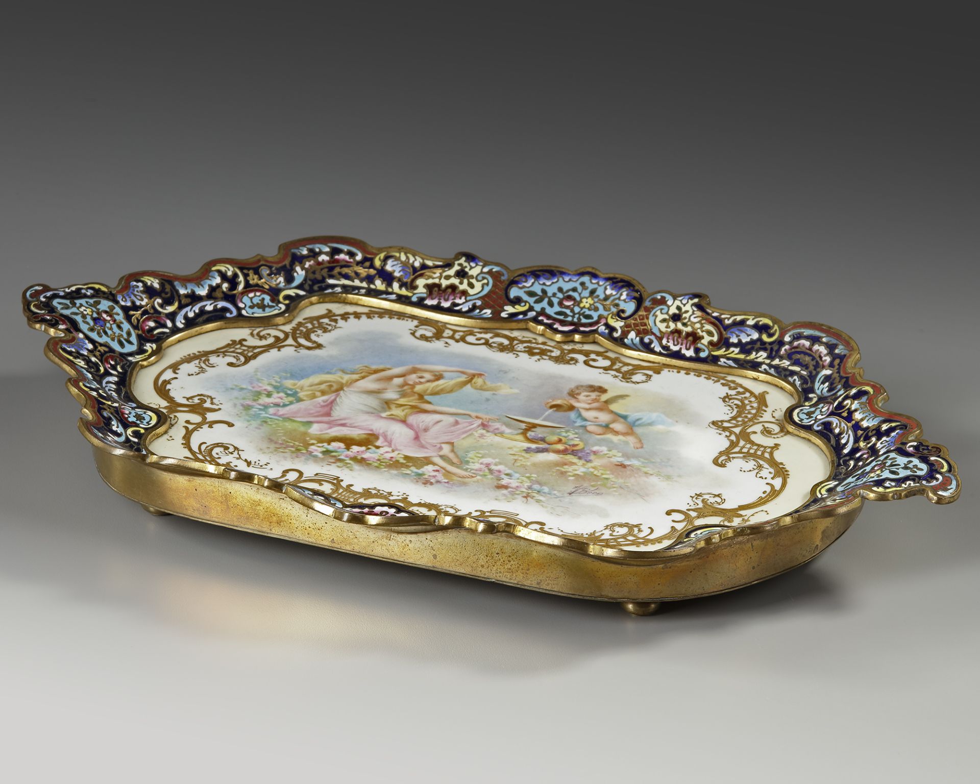 A FRENCH GILT ENAMEL CHAMPLEVÉ DRESSER STAND, 19TH CENTURY - Image 2 of 3