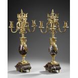 A PAIR OF FRENCH GILT CANDELABRAS.LATE 19TH CENTURY