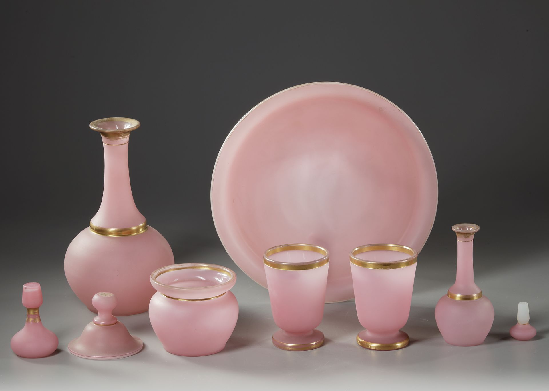 A FRENCH PINK OPALINE SERVICE SET,19TH CENTURY - Image 3 of 3