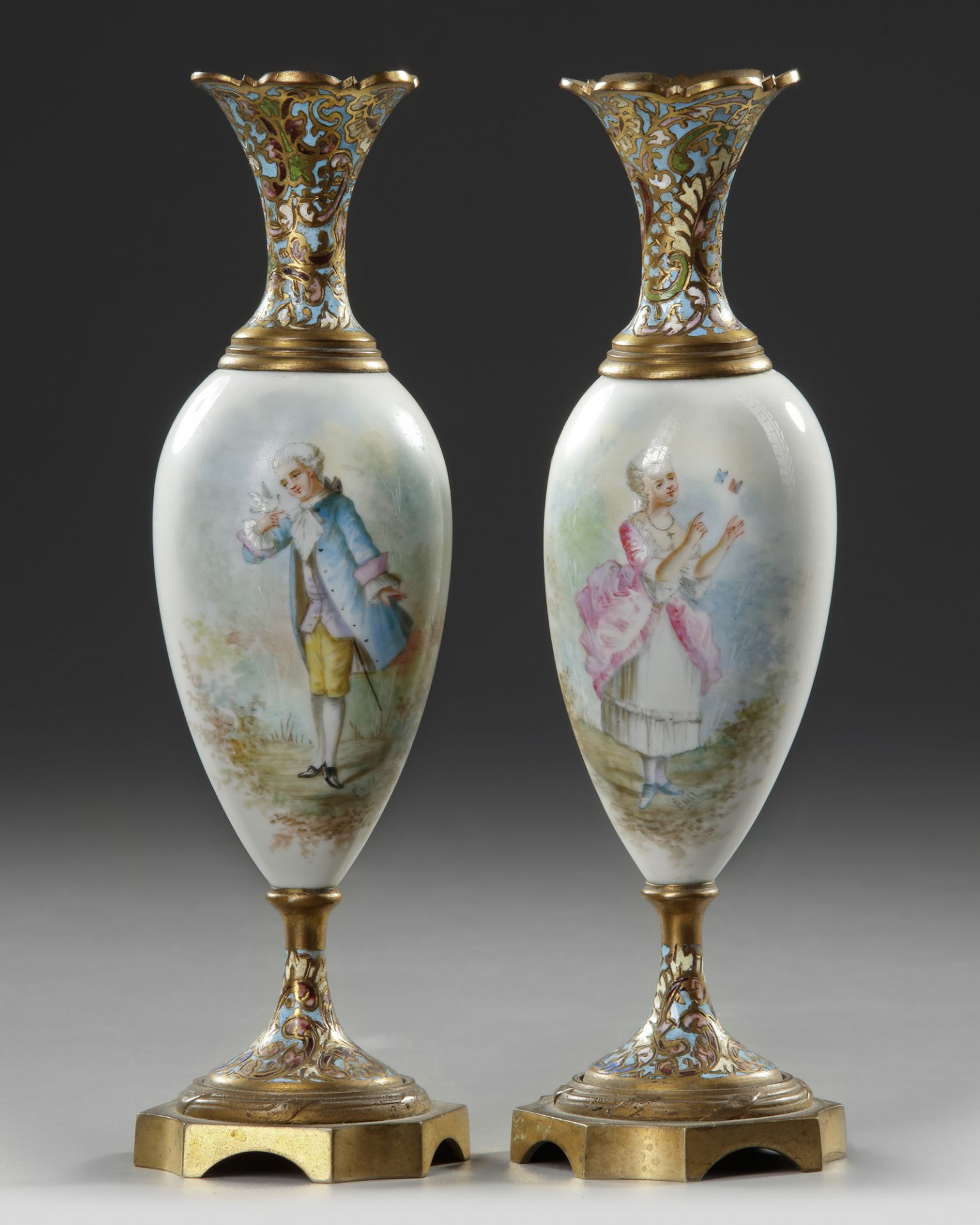 A PAIR OF FRENCH SMALL VASES, 19TH CENTURY