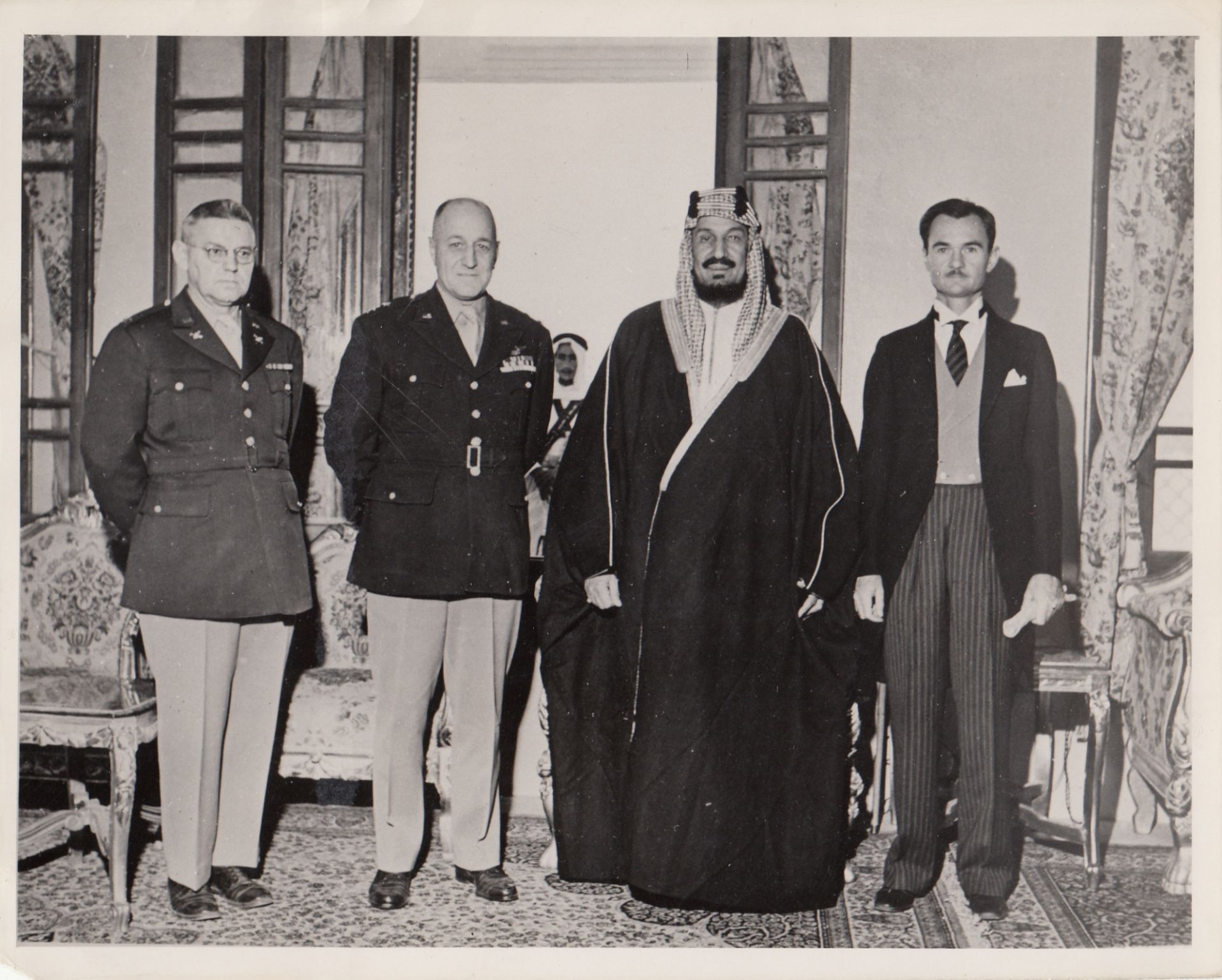 FIVE RARE PHOTOGRAPHS OF KING ABDUL AL-AZIZ AL SAUD DURING HIS REALM, PROBABLY 1930-1940 - Image 3 of 10