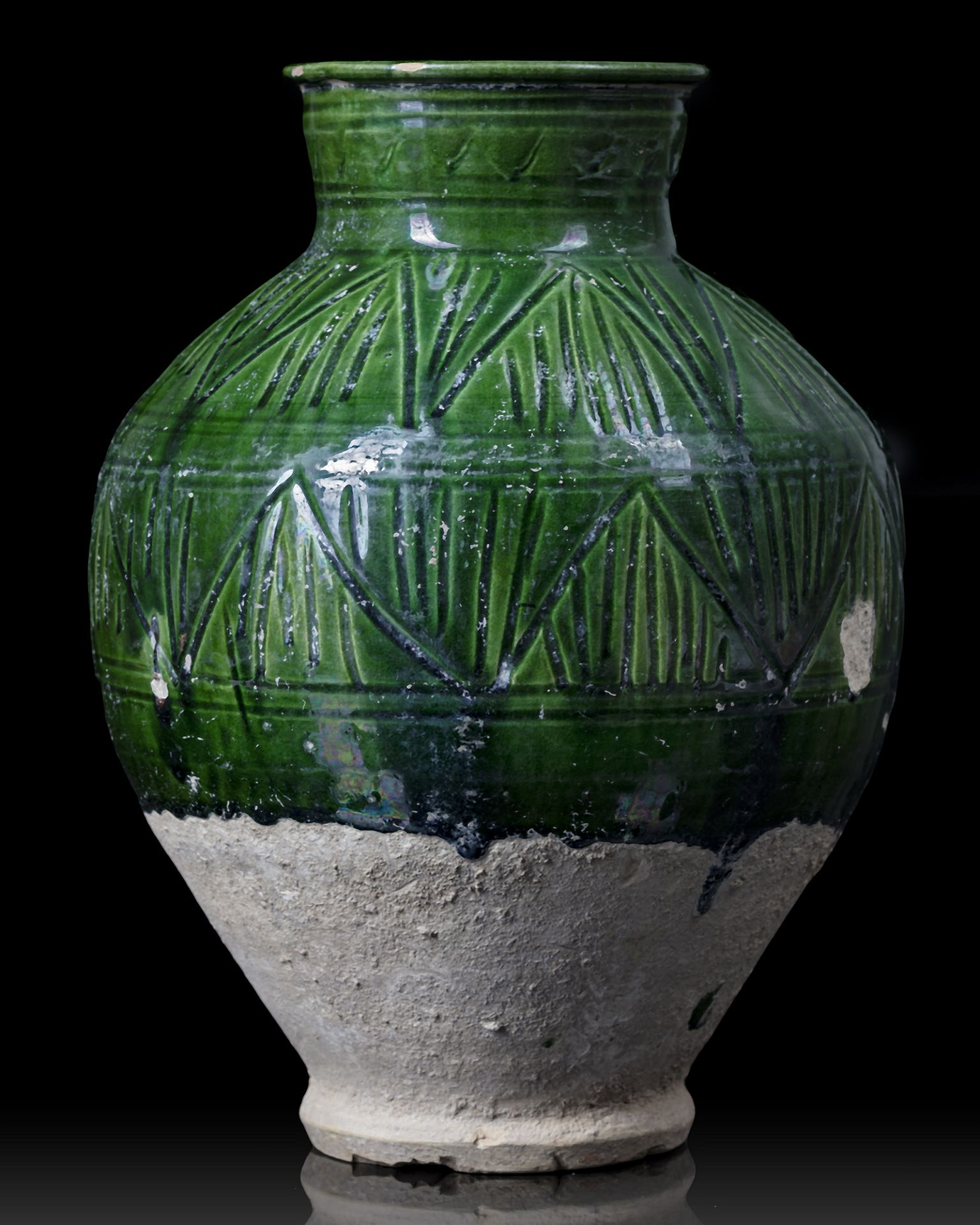 A RARE INTACT FATIMID LEED-GLAZED JAR, EGYPT, 10TH-11TH CENTURY - Image 3 of 5