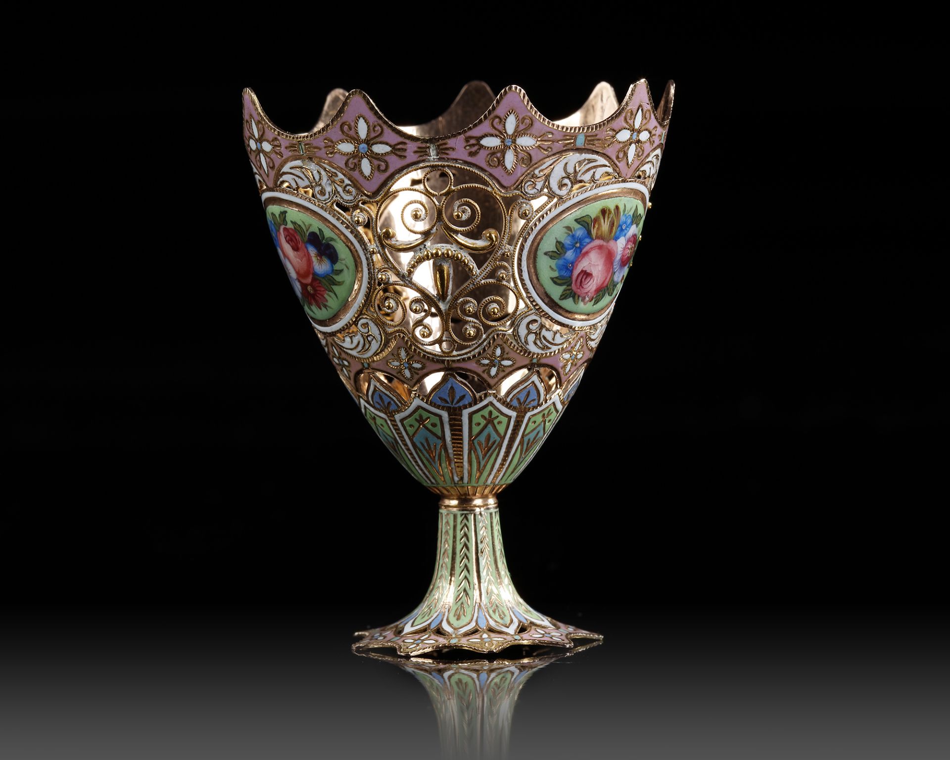 A SWISS GOLD AND ENAMEL ZARF, GENEVA, 19TH CENTURY - Image 5 of 5